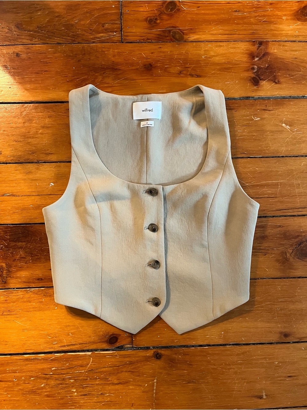 NWOT Wilfred Taupe Button-Front Sleeveless Vest